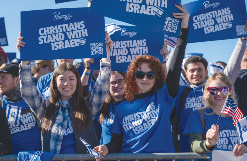 PASAGES STUDENTS attend a rally in Washington to show their support for Israel