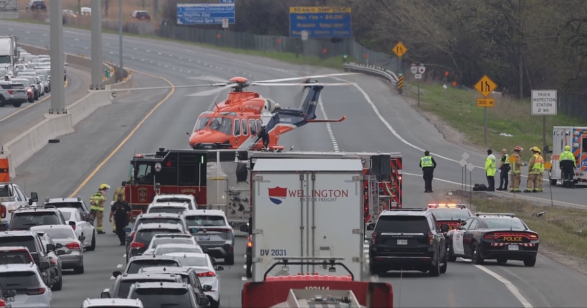 Highway 401 crash in Whitby sends motorcyclist to hospital