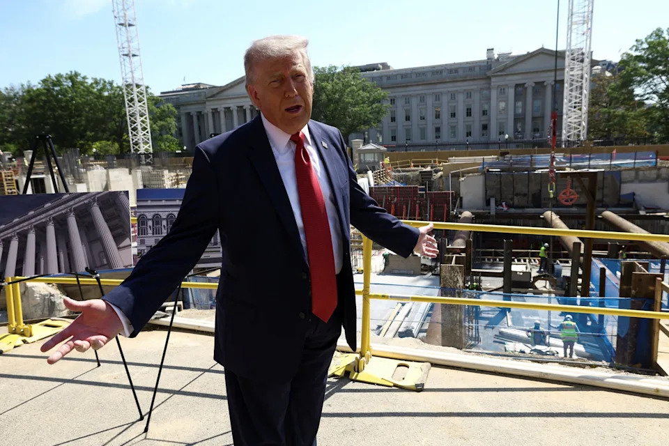 Kevin Lamarque/Reuters - PHOTO: President Donald Trump speaks to the press near the construction site of his proposed ballroom at the White House in Washington, May 19, 2026.