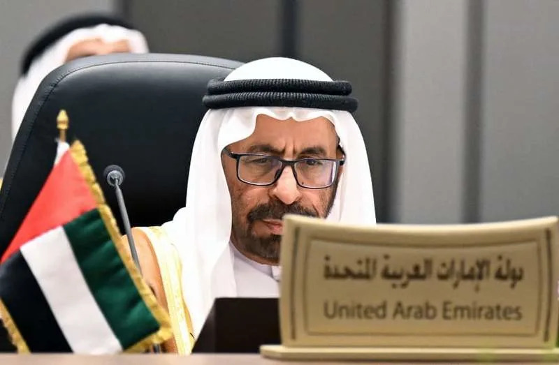 UAE's Minister of State within the Ministry of Foreign Affairs Khalifa Shaheen al-Marar attends the Gulf Cooperation Council (GCC) Foreign Ministers meeting with Japan's Foreign Minister in Kuwait City on September 1, 2025. (credit: Yasser al-Zayyat/AFP via Getty Images)