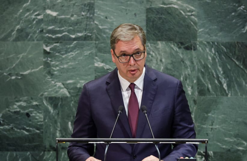 Serbia's President Aleksandar Vucic addresses the 80th United Nations General Assembly (UNGA) at the U.N. headquarters in New York, U.S., September 24, 2025