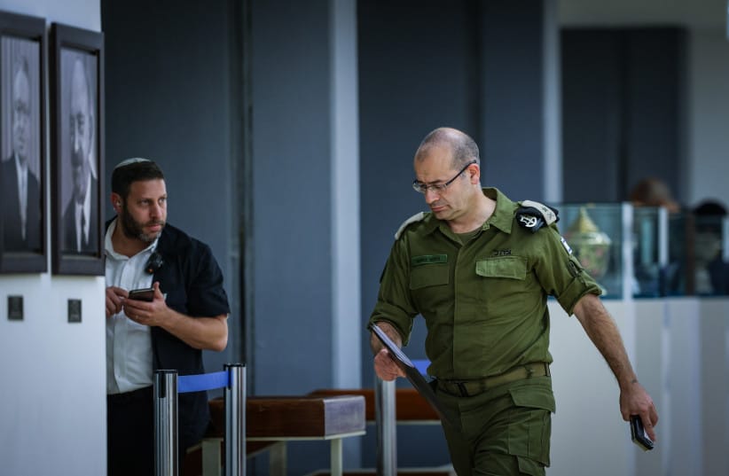 Roman Gofman, military secretary to Prime Minister Benjamin Netanyahu walking at the Knesset, the Israeli parliament in Jerusalem, November 11, 2024