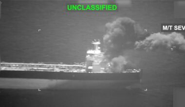 A US Navy Fighter Jet Hit the Smokestacks of Two Iran Blockade Runners