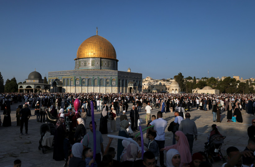 Muslims gather on the first day of the Muslim holiday of Eid al-Adha on the Al-Aqsa compound, also known as the Temple Mount, in Jerusalem's Old City June 6, 2025.