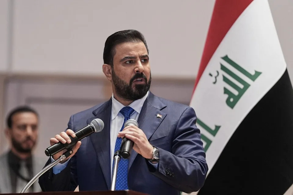 Iraq’s Prime Minister Ali al-Zaidi, speaks to Iraqi lawmakers before submitting his government in Baghdad, May 14.