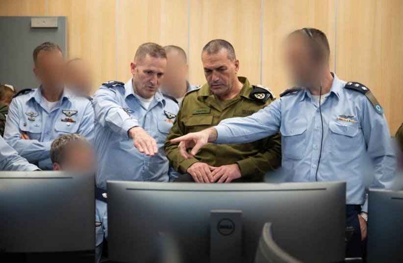 IDF Chief of the General Staff, Eyal Zamir, and the Commander of the Israeli Air Force, Tomer Bar, at the Israeli Air Force command center.