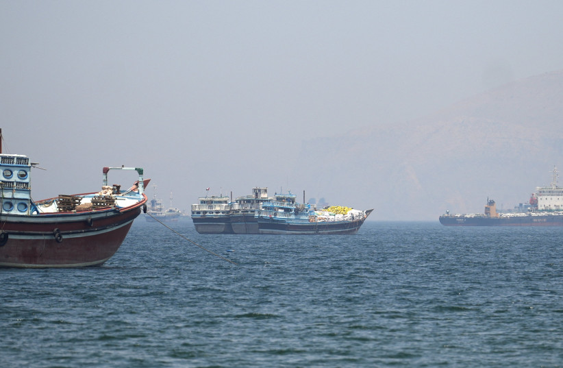Ships and boats in the Strait of Hormuz, Musandam, Oman, April 29, 2026.
