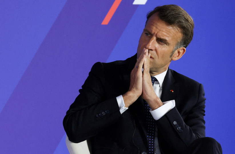 French President Emmanuel Macron attends a Greece–France Economic Forum at the Stavros Niarchos Foundation Cultural Center in Athens, last week.