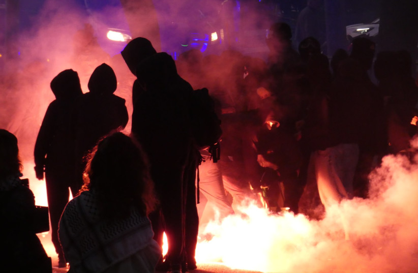 Protest against Israel's seizure of the Gaza-bound Global Sumud Flotilla in Barcelona, Spain, May 1, 2026.