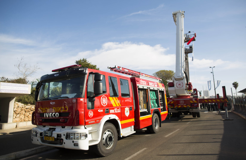 A display of new firefighting vehicles outside the Knesset, the Israeli parliament on December 31, 2013.