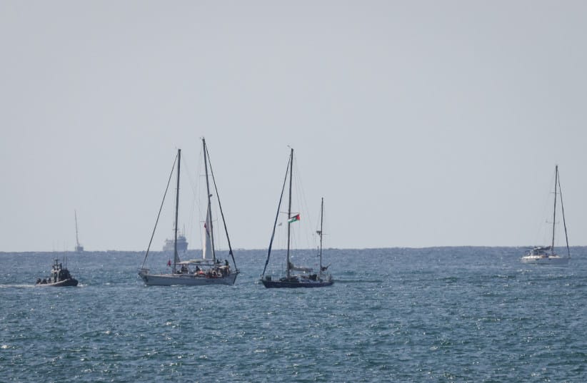 Boats from a large flotilla attempting to break a maritime blockade on the Hamas-ruled Gaza strip seen arriving at the Ashdod port, after the Israeli Navy took control of the vessels overnight.