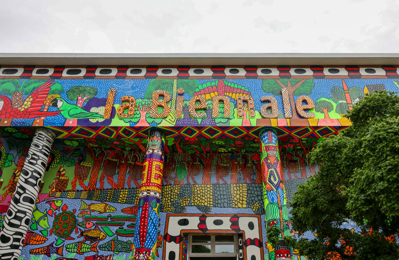 BANNED FROM Venice Biennale: Central Pavilion’s colorful facade. The celebrated art festival’s international jury resigned over Israel’s and Russia’s participation in the event, which is set to open May 9 with contemporary art from 99 nations.