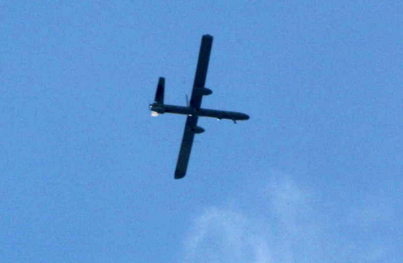 An Israeli air force drone patrols the skies over the southern Gaza Strip on October 30, 2011.