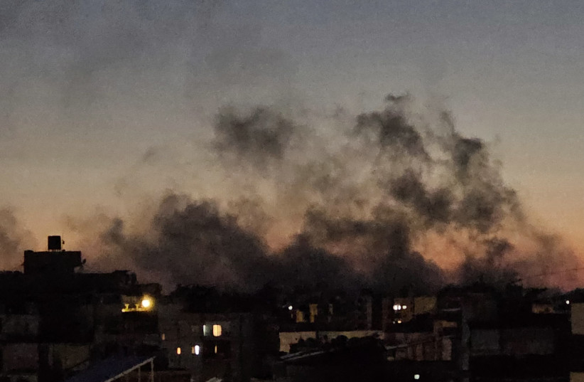 Smoke rises from the site of an Israeli airstrike that targeted Beirut's southern suburbs neighbourhood of Haret Hreik on May 6, 2026.