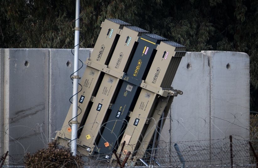 An Iron Dome anti-missile battery is stationed near the Israeli-Syrian border,, in the Golan Heights, northern Israel, on January 3, 2020.