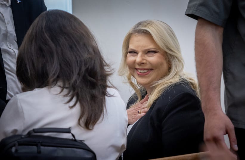 Sara Netanyahu, wife of Prime Minister Benjamin Netanyahu, arrives for a court hearing at the Regional labour Court in jerusalem, in the case of Sylvie Genesia, a former employee at the prime Minister's residence, May 5, 2025.