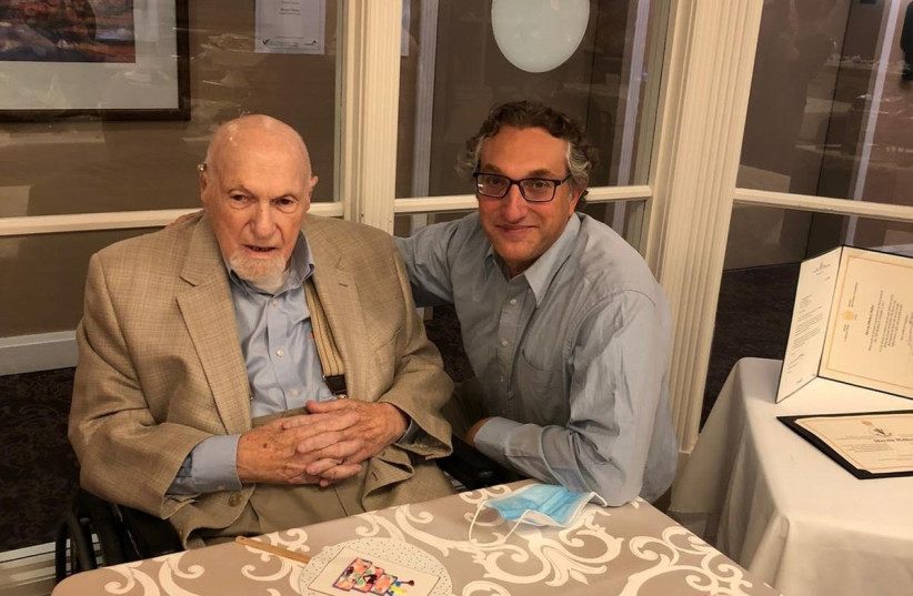 The writer and Zaidy at the latter’s 100th birthday.