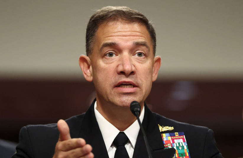 US CENTCOM Commander Admiral Brad Cooper testifies before the Senate Armed Services Committee on ''The Posture of the US Central Command and US Africa Command in Review'' on Capitol Hill in Washington, DC, US, May 14, 2026.