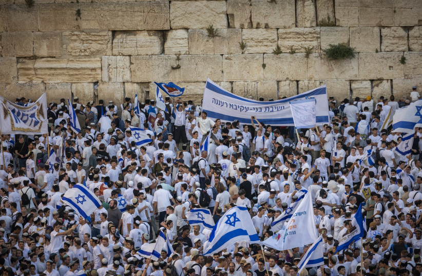 Jews celebrate Jerusalem Day at the Western Wall in the Old City of Jerusalem on the eve of Jerusalem Day, May 14, 2026.