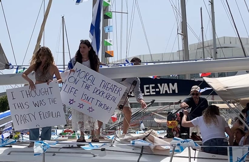Israeli activists on board one of the vessels of the Israeli 'Hasbara' flotilla. May 17, 2026.