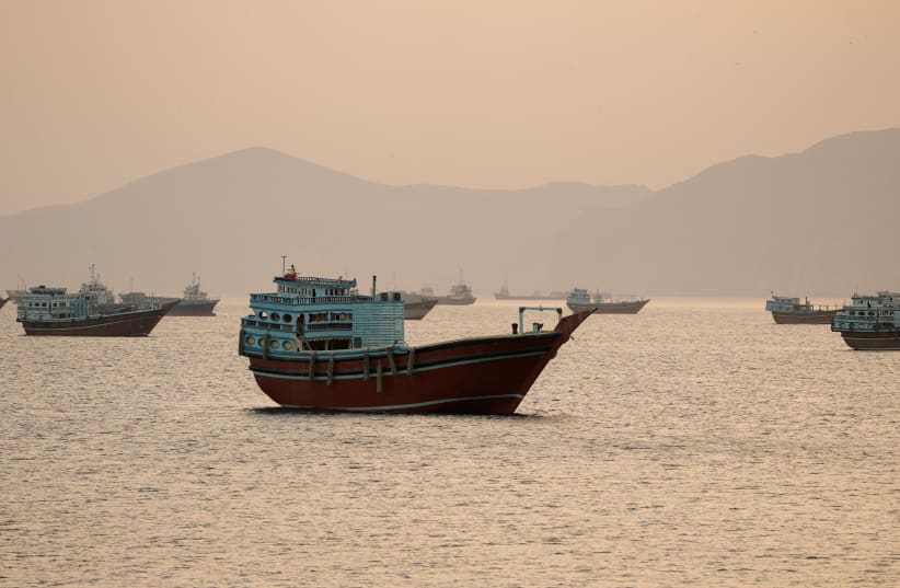 Vessels in the Strait of Hormuz, Musandam, Oman, May 18, 2026. 