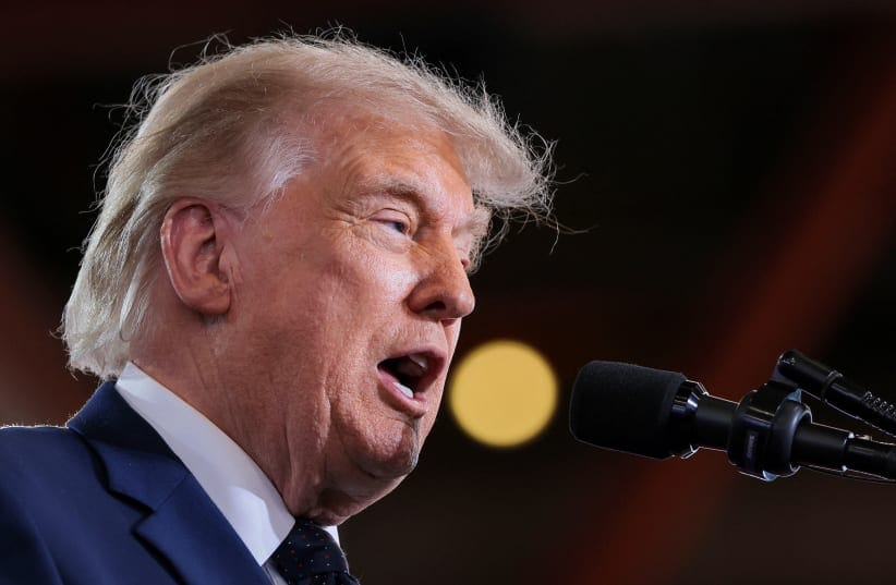 US President Donald Trump delivers remarks at Rockland Community College in Suffern, New York.