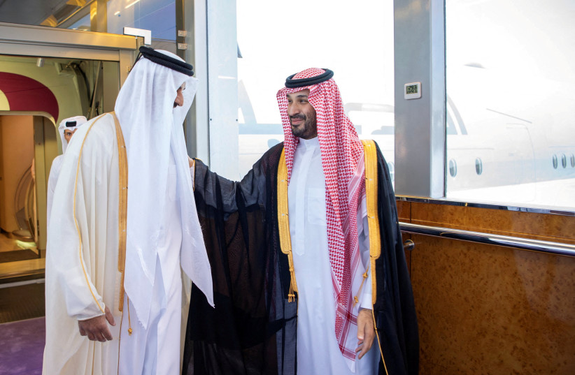 Saudi Crown Prince Mohammed bin Salman receives The Emir of Qatar, Sheikh Tamim bin Hamad Al Thani ahead of an exceptional meeting of the Gulf Cooperation Council (GCC), the first in-person meeting of Gulf leaders since their states became a front in the Iran war two months ago, in Saudi Arabia.