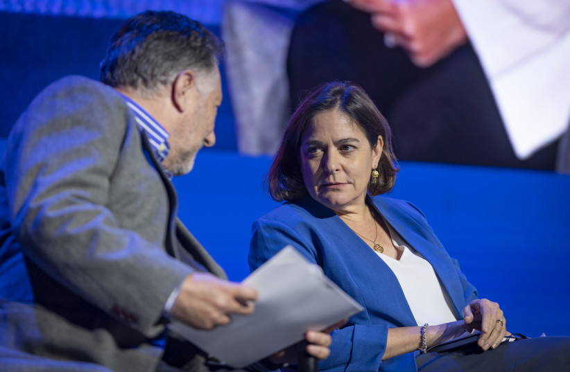 Caroline Glick, International Affairs Advisor to the Prime Minister of Israel attends the FOZ Ambassadors Summit in Jerusalem, December 7, 2025.