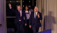 Naftali Bennett and Yair Lapid at a joint press conference on Sunday.
