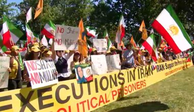 Massive crowd protesting Iranian regime in Washington as fragile ceasefire holds