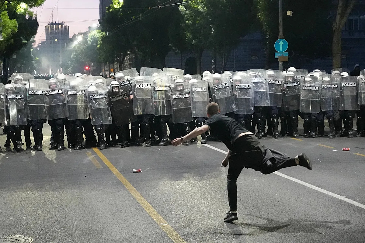 Serbian protesters clash with police after anti-government rally in Belgrade