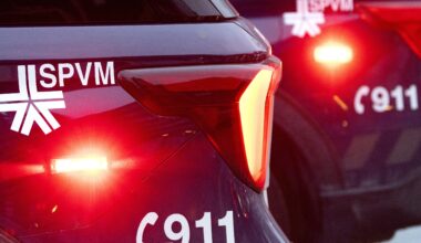 Montreal police cars at night.