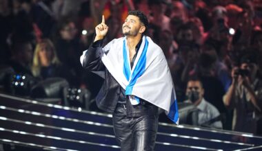 Israel's Noam Bettan prepares to take the stage at boycotted Eurovision final