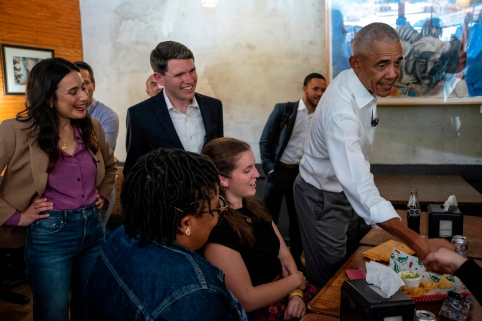 Barack Obama campaigns with James Talarico, Gina Hinojosa