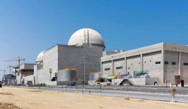 This undated photograph released by the United Arab Emirates' state-run WAM news agency shows the under-construction Barakah nuclear power plant in Abu Dhabi's Western desert. (Arun Girija/Emirates Nuclear Energy Corporation/WAM via AP, File)