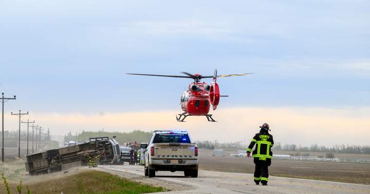 Multiple critical patients in hospital from transport bus rollover near Grande Prairie