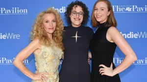 Gillian Anderson, Jane Schoenbrun, and Hannah Einbinder at the American Pavilion presented by IndieWire