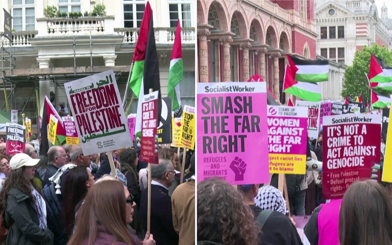 London police arrest 31 amid massive anti-migrant protest, smaller anti-Israel march