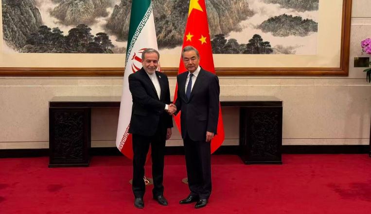 Iran's FM Abbas Araghchi published this image on Wednesday on his Telegram channel of him meeting with his Chinese counterpart Wang Yi in Beijing China [Abbas Araghchi/Telegram].