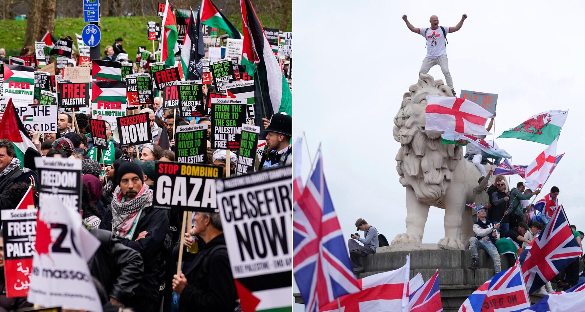 Tens of thousands set to rally in London for concurrent far-right, anti-Israel protests