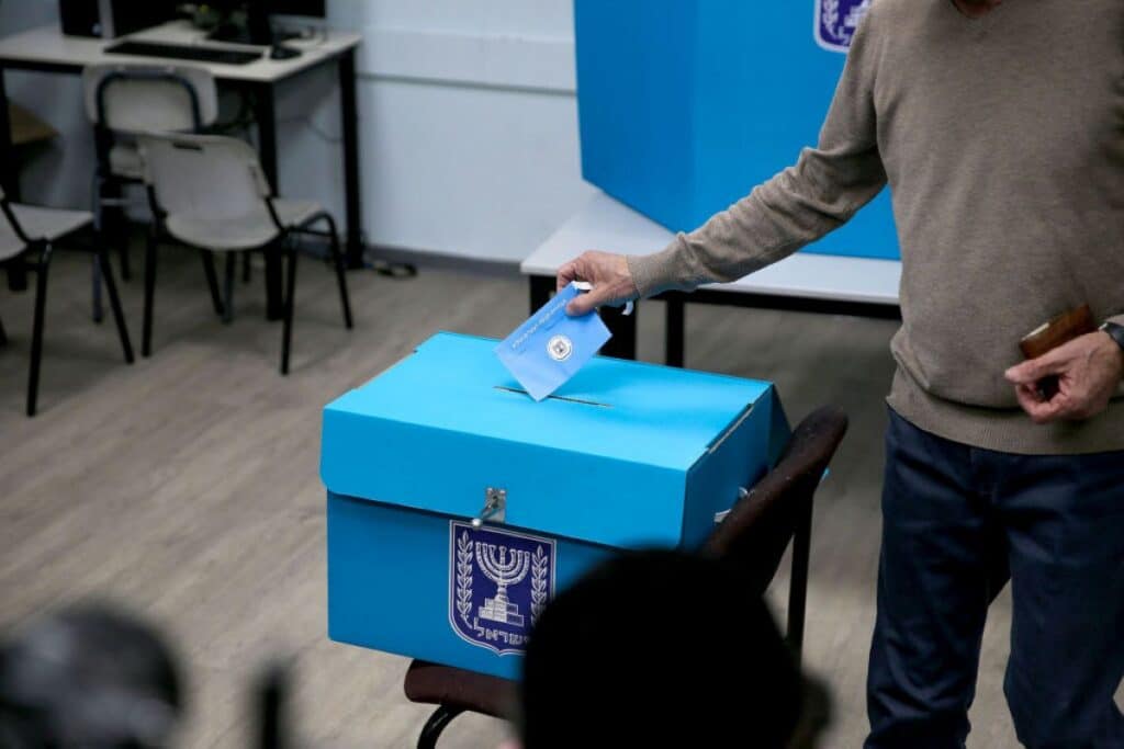 People arrive to cast their ballots during snap general elections at a polling station in Rosh Haayin, Israel on March 2, 2020.