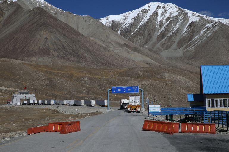 GILGIT-BALTISTAN, PAKISTAN - OCTOBER 8: A view from the Khunjerab Pass in Gilgit-Baltistan, Pakistan on October 8, 2022. With a height of 4,714 meters, the "Khunjerab pass," which links Pakistan and China, is the highest-paved international border crossing in the world. The Xinjiang Uygur Autonomous Region (XUAR), in China and the Gilgit-Baltistan region of Pakistan are connected by the Khunjerab pass. With an elevation of 4,714 meters, Khunjerab, which is considered the beginning of the Karakoram Pass in Pakistan, holds the title of being the world's highest border crossing point. Due to the Hunza Valley's high altitude, Khunjerab, which is Wakhi for "blood stream," has cold temperatures for the majority of the year. (Photo by Muhammed Semih Ugurlu/Anadolu Agency via Getty Images)