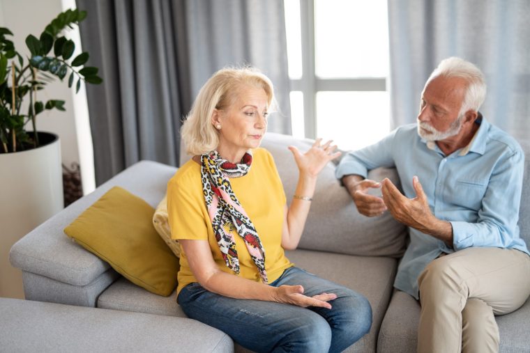 Senior husband and wife having relationship difficulties - stock photo