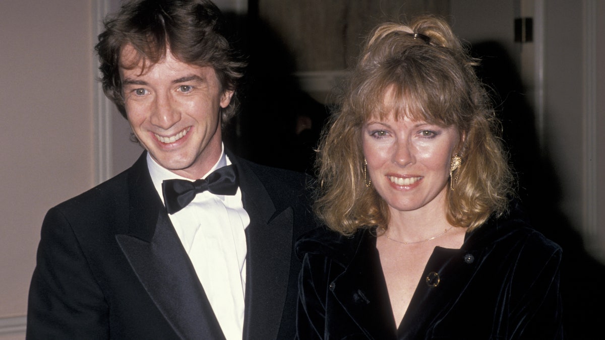 Martin Short and wife Nancy Dolman standing together at an awards event