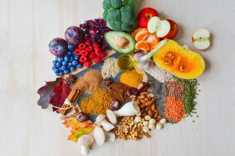 Plant-Based Anti-Inflammatory Diet Ingredients Flat Lay - stock photo
