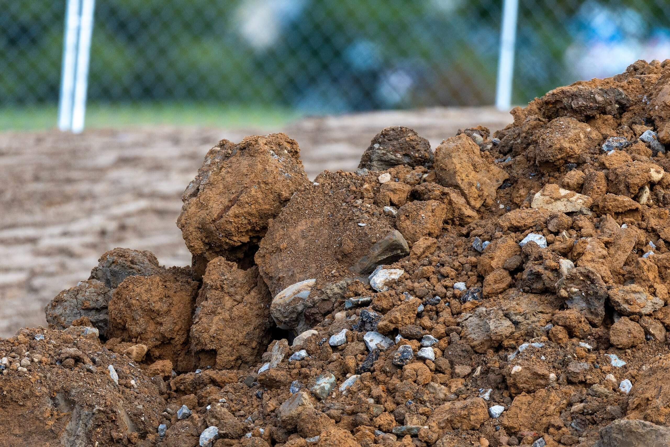 A pile of debris from the East Wing renovation sits at East Potomac Golf Links.