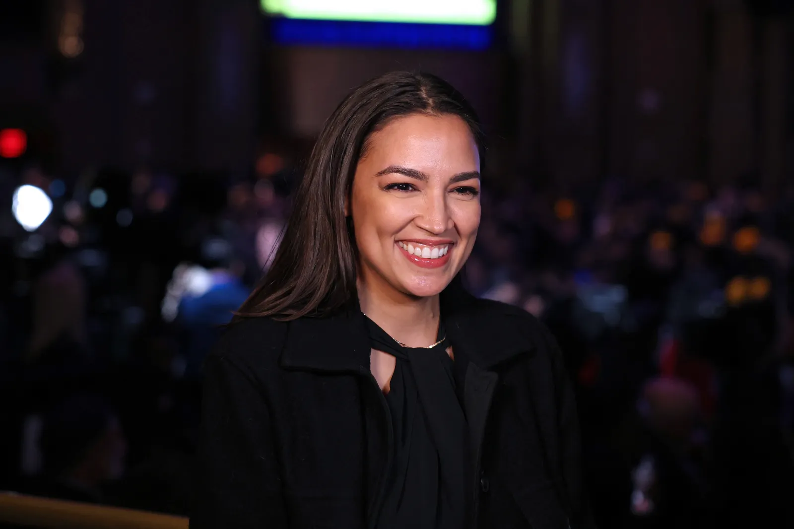 Representative Alexandria Ocasio-Cortez attends an election event in Brooklyn, New York, on November 4, 2025.