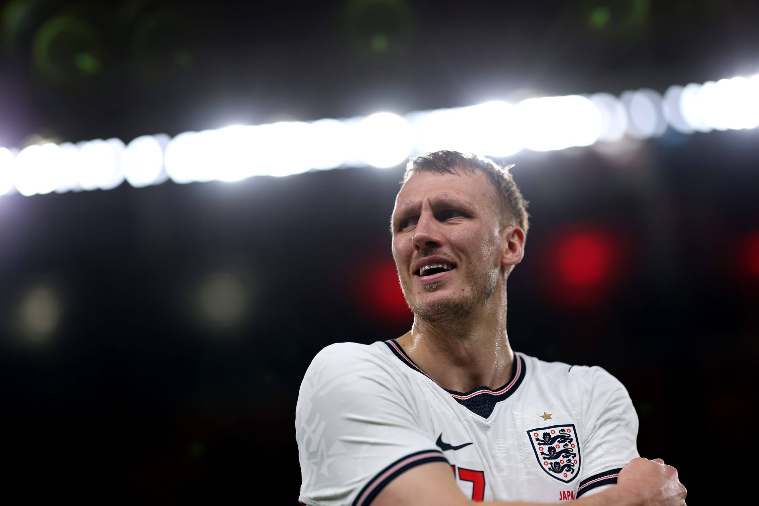Dan Burn pictured in action for England in March