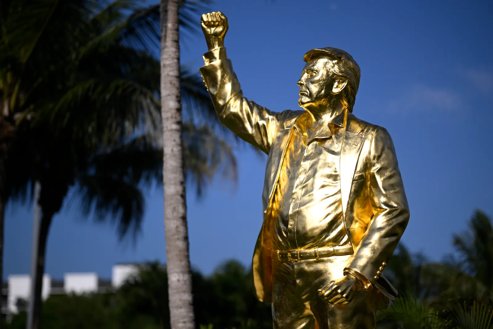 A statue of President Donald Trump near the ninth tee at Trump National Doral Miami on April 30, 2026, in Doral, Florida.
