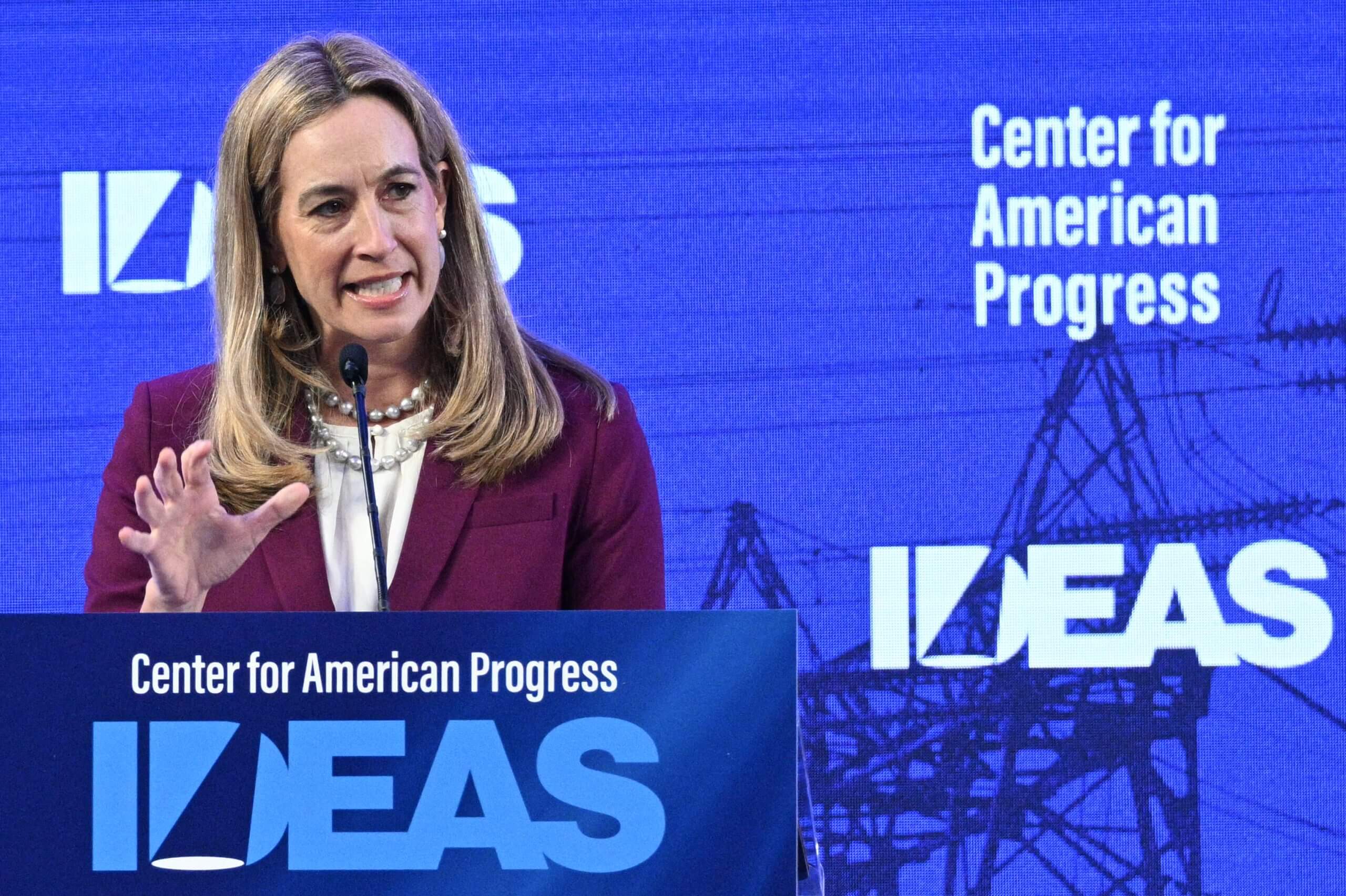 New Jersey Governor Mikie Sherrill speaks during the The Center for American Progress
